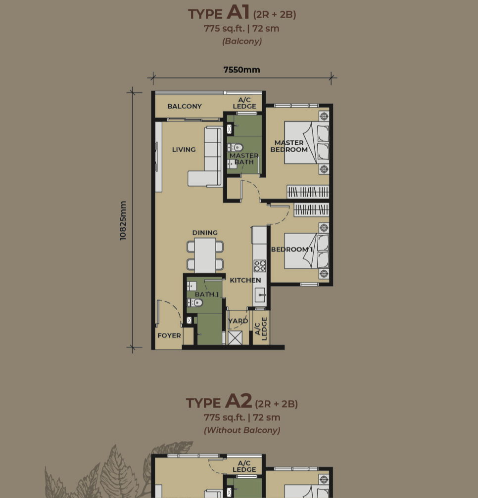 Aldenz Type A Layout 775 sqft