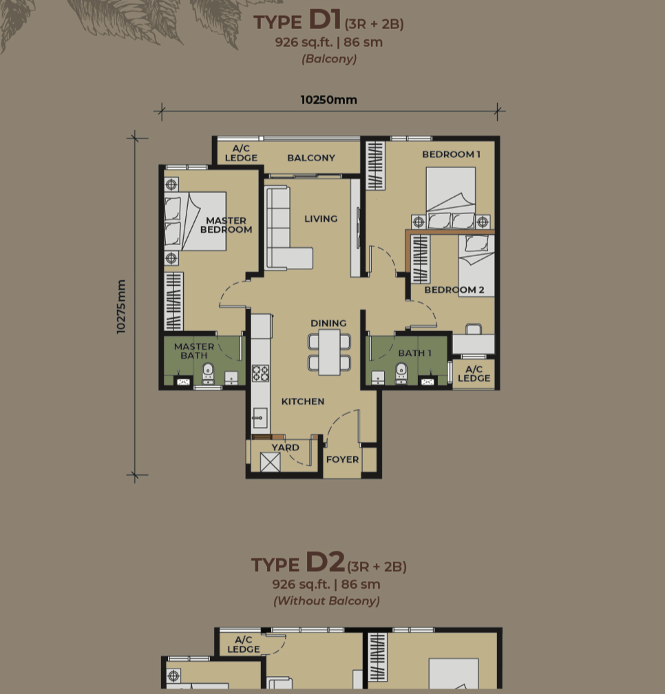 Aldenz Type D Layout 926 sqft